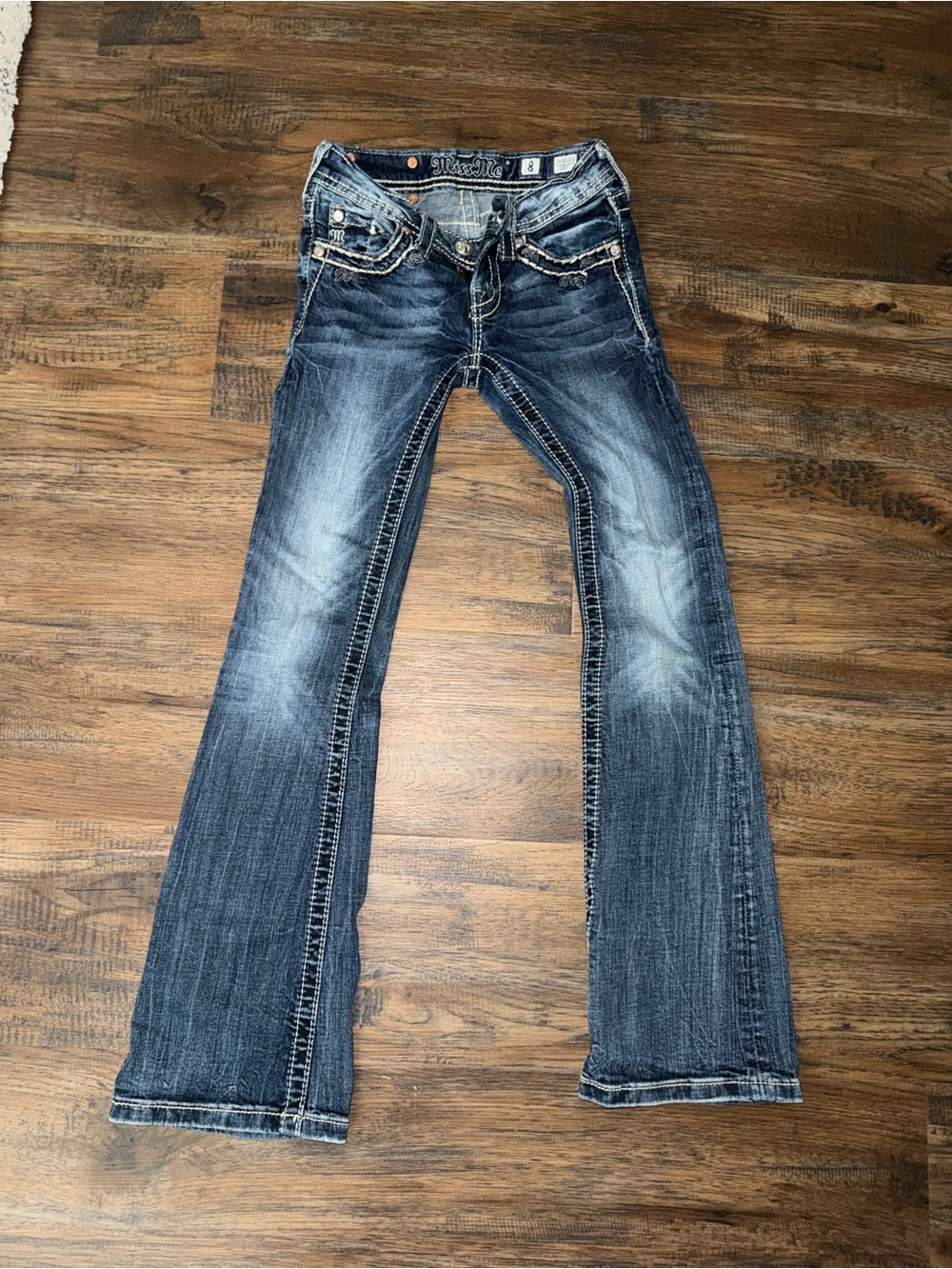 Miss Me Dark Blue Distressed Bootcut Jeans